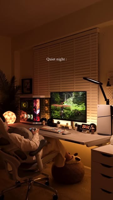 My quiet night be like : 🤍❤️‍🩹 #cozy #gaming #gamenight #gameroom #cozygamer