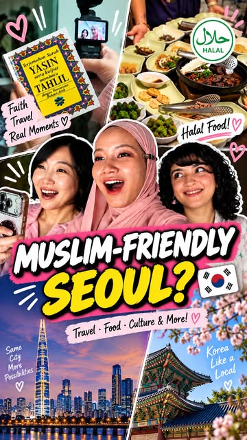 I took my Muslim friends around Seoul for the day! 🇰🇷💗 @koreanet_official Halal Korean food, a hidden prayer room...