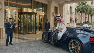 El jeque Sheikh llega en su Bugatti a un hotel de lujo y sorprende a los trabajadores con una generosa entrega de din...
