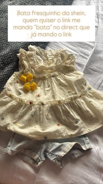Uma tarde quente pede um look fresquinho, quem quiser o link é só me mandar um direct #sheinkids #roupadecriança