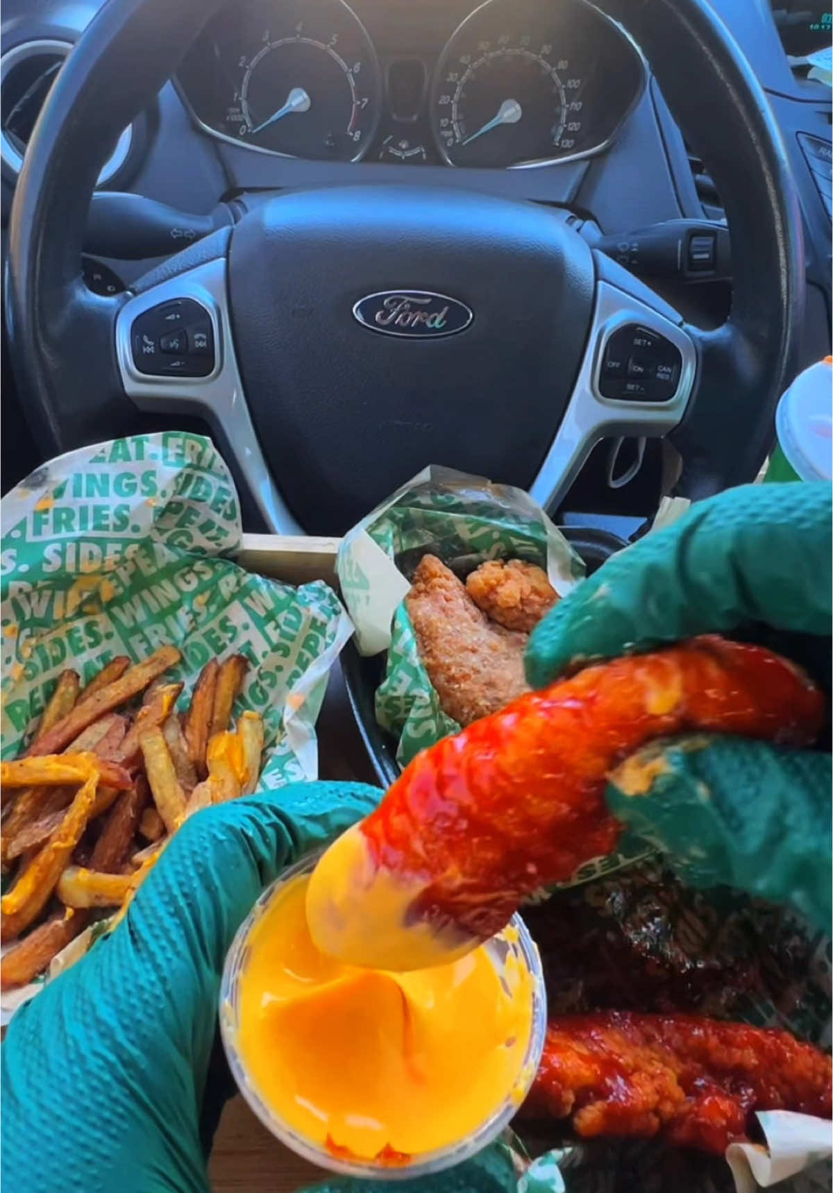 @Wingstop car mukbang. My favorite chicken tender flavors🍗cheese fries 🍟, and diet drink 🥤 #crunchy #wingstop #win...