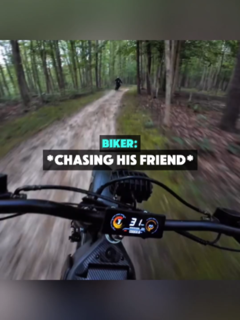 He was chasing his friend on his bike and this happened💀