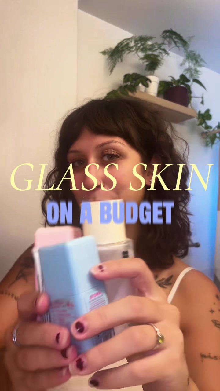 glass skin on a budget #creatorsearchinsights #glassskinbeautyproducts products used: -prequel half and half -byoma p...