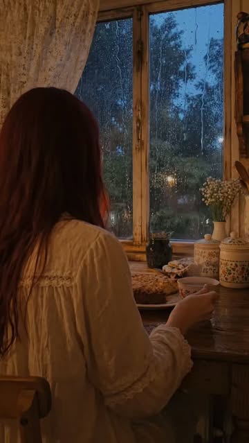 The cake is still warm , the rain hasn’t stopped 🌧️❤️✨ #slowliving #cottagecore #vintagehome #vintageaesthetic #cozy...