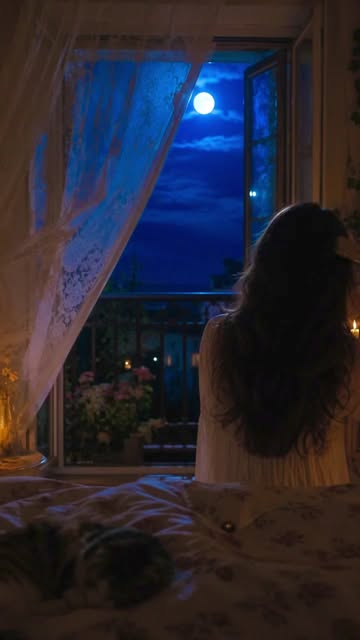I was supposed to go to sleep early tonight… but then I opened the balcony doors. 🌙 Now the curtains are dancing in...