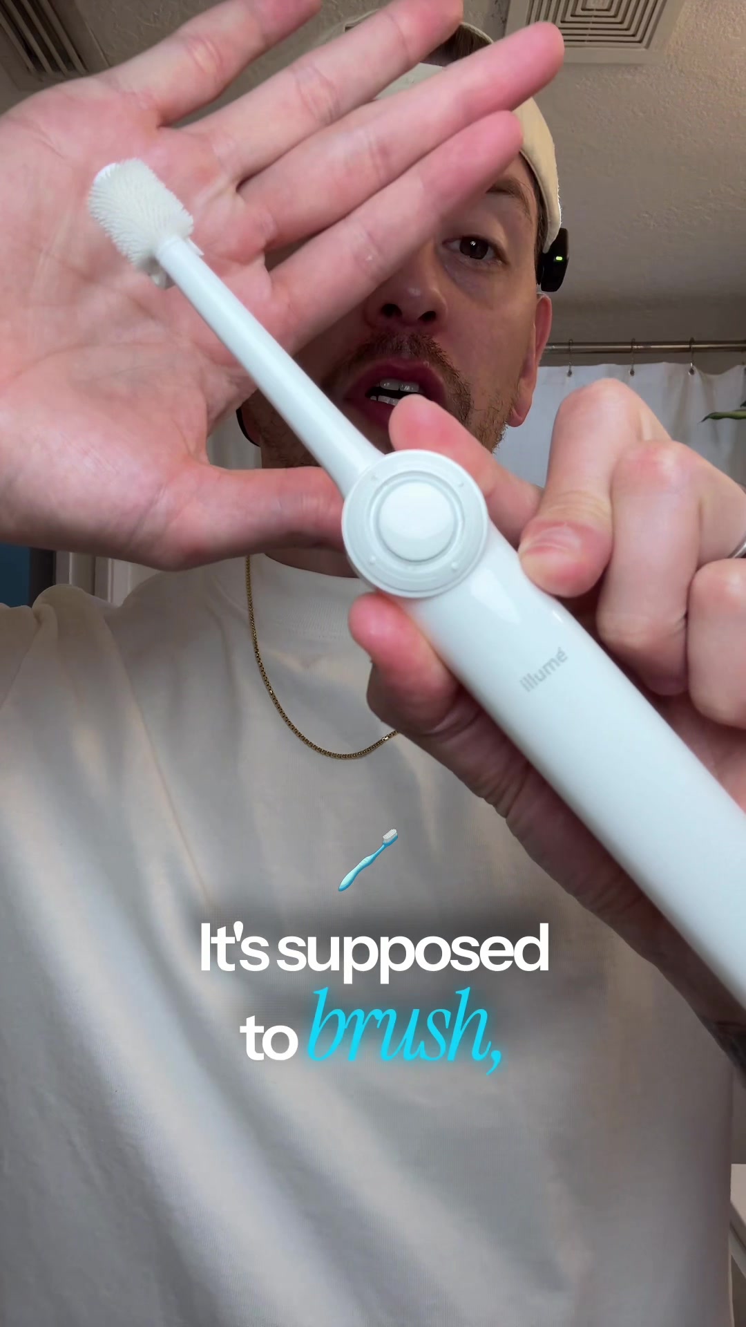 She said I don't floss enough. I said she was exaggerating. So naturally… we bought a toothbrush. 😂 #illume #Flossin...