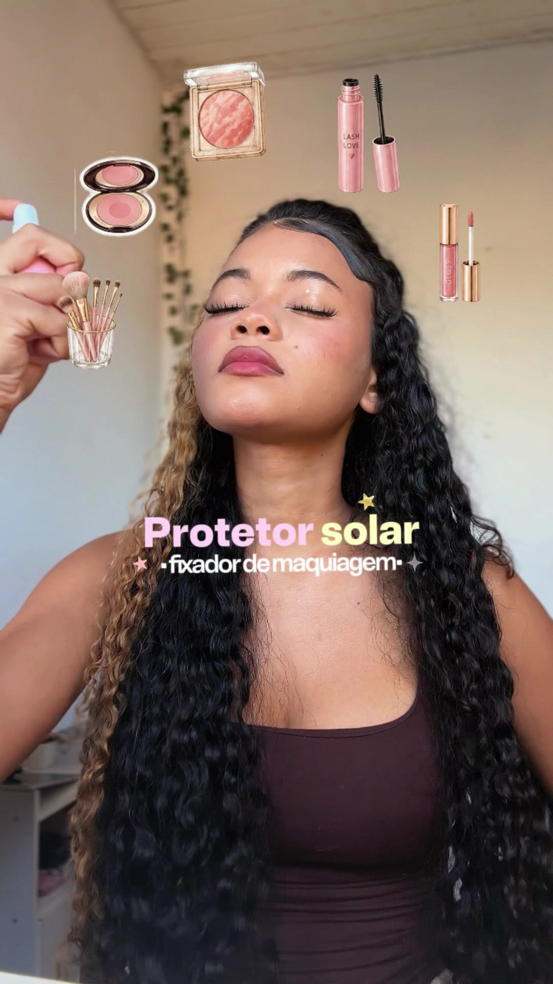 Protetor solar em spray que protege, fixa a make e ainda dá pra reaplicar por cima dela! ☀️✨ @Tage.latam @Tage #prote...