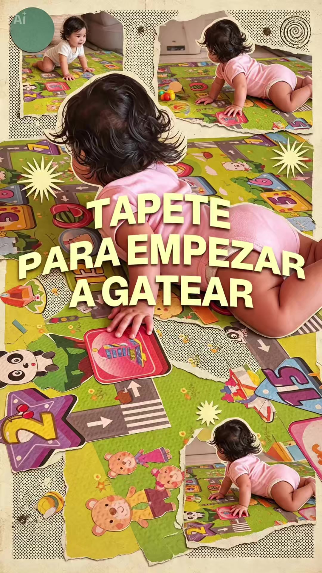 Tapete ideal para que bebé empiece a gatear y jugar de forma más cómoda y segura. #gateobebé #bebe #maternidad #estim...