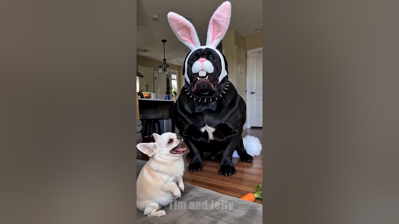 Funny Chihuahua Turns Into a Bunny 🐰 Jeffy the chihuahua transforms into a cute bunny after getting pranked by Tim....