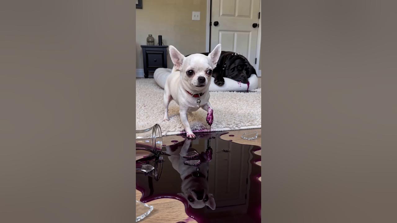 Jeffy Gets Rid of the Evidence! Jeffy the chihuahua accidentally spills a huge amount of wine across the floor and ru...