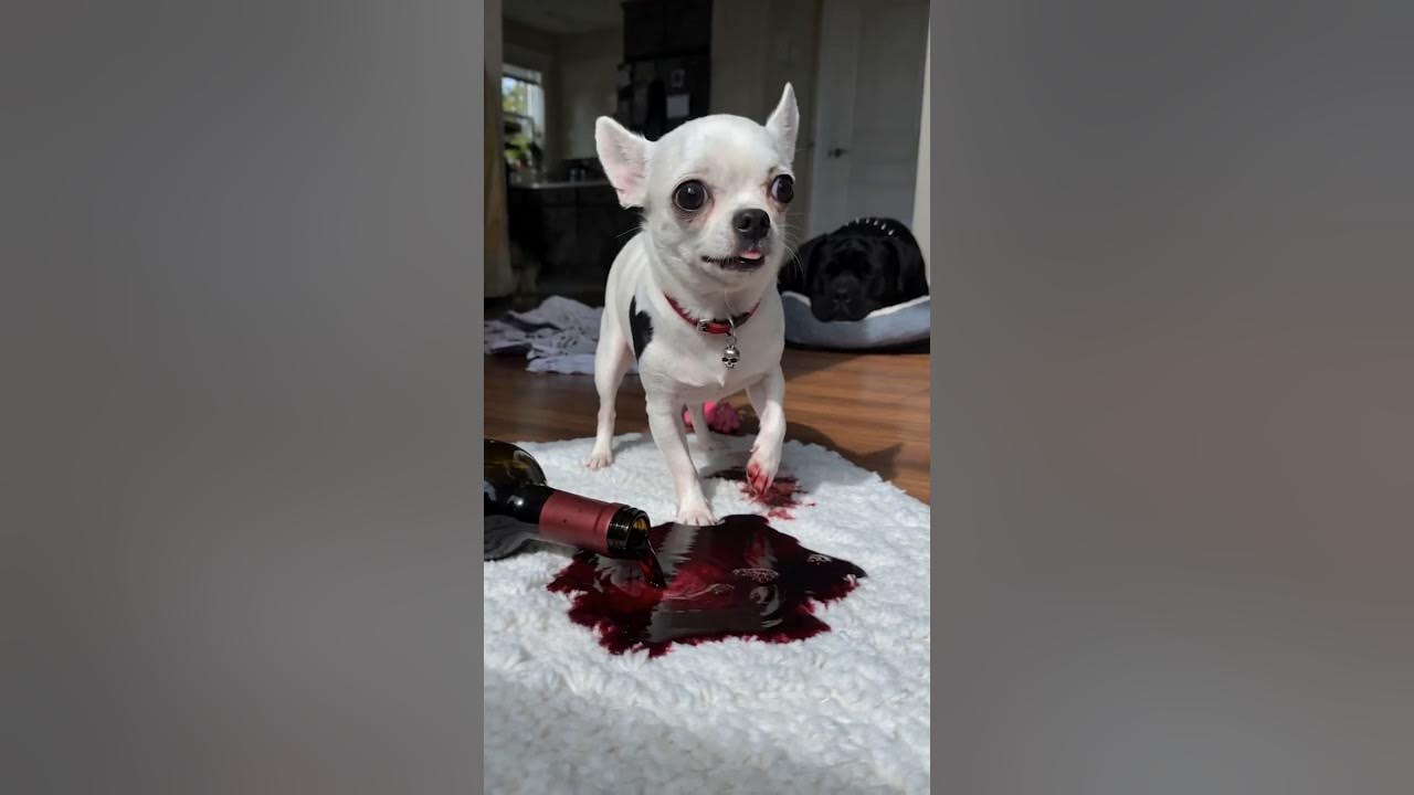 World's Naughtiest Chihuahua Spills Red Wine 😂🍷 Jeffy the chihuahua accidentally spills red wine and creates a huge...