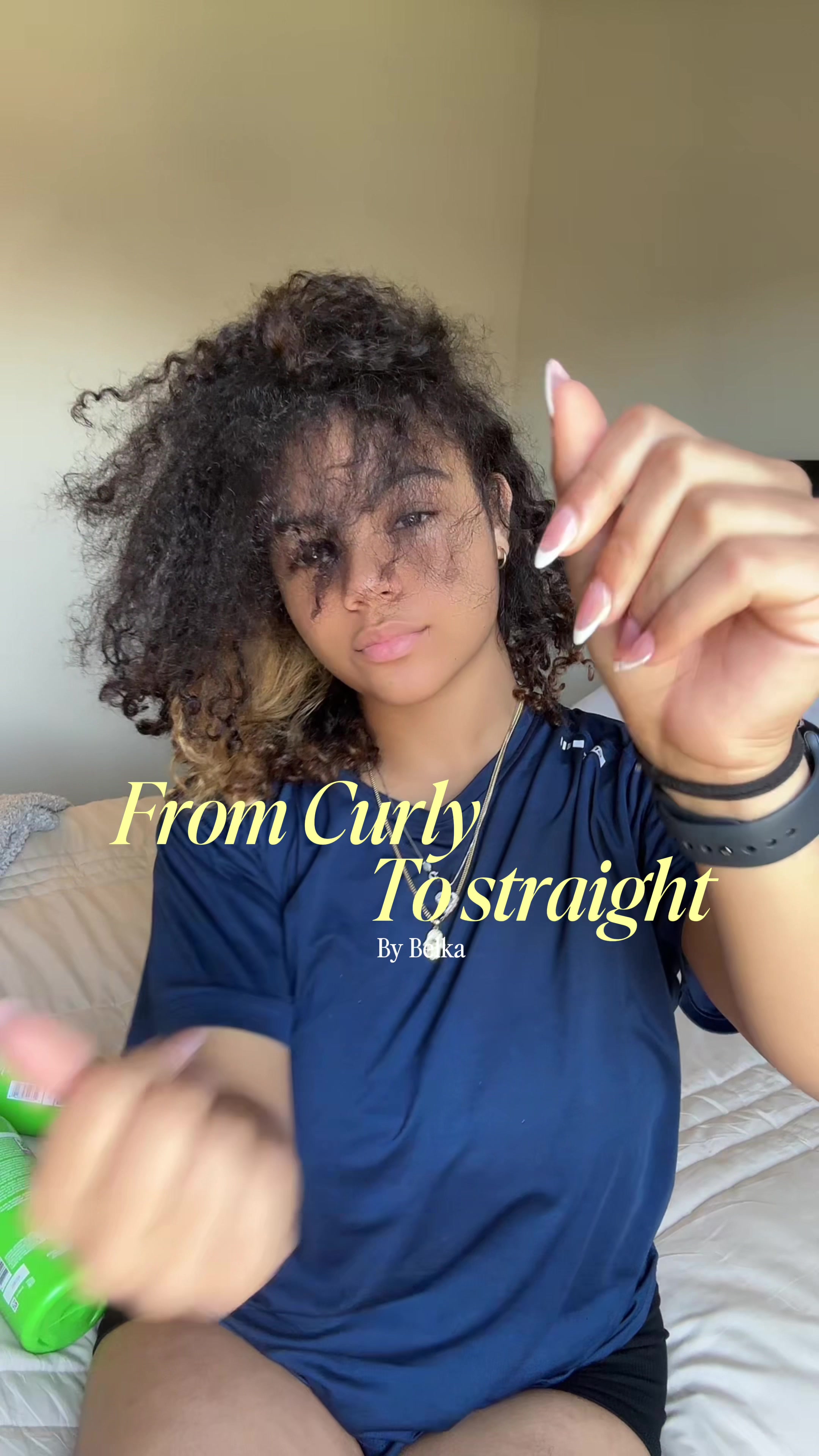 From curly to straight🫶🏻, using @Matrix and @GINGERMILKNATURALCARE #matrix #gingermilk #curlyhair #straighthair #ha...