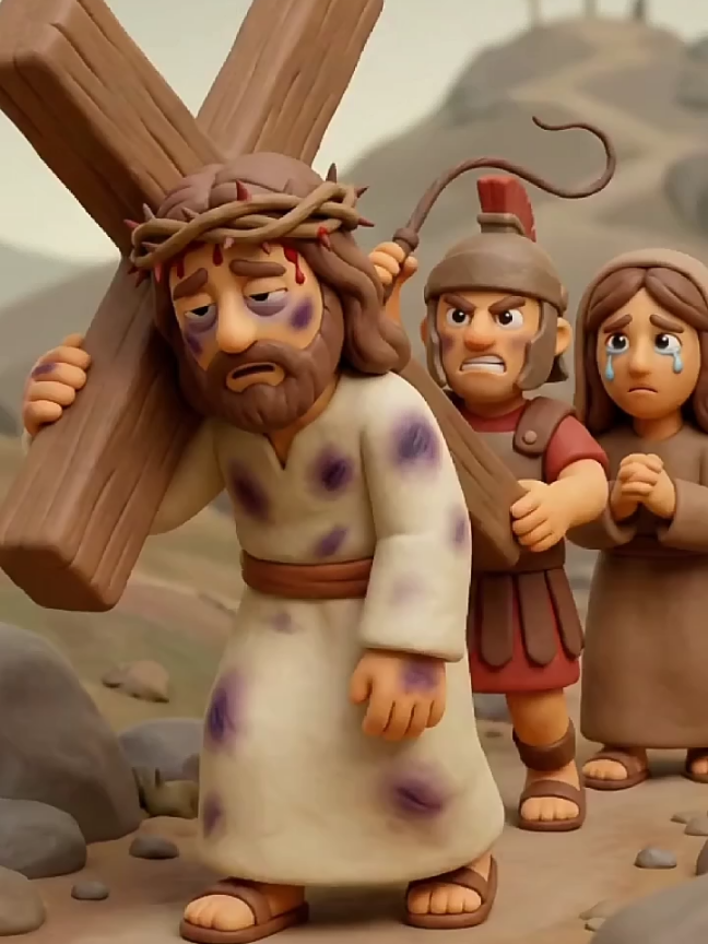 This video captures the heartbreaking and powerful moment as Jesus carries the heavy cross through the streets on His...