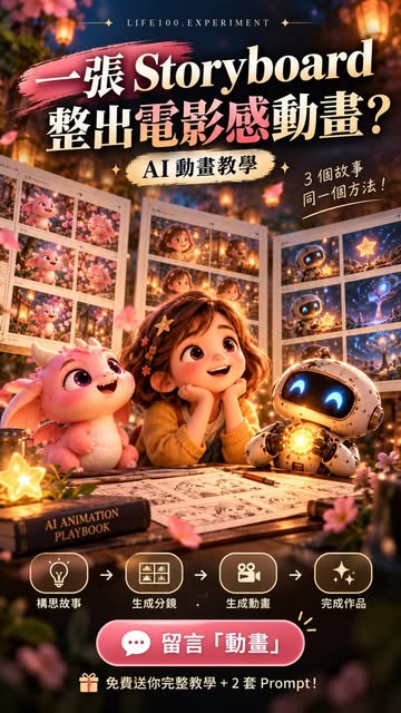 🎬 同樣都係用 AI，點解人哋整嘅動畫咁有電影感？ 秘密可能就係你一直跳過咗嘅一步！🤫 原來整 AI 動畫，唔係寫完 Prompt 就直接生成影片咁簡單！ ✨ 先整 Storyboard（分鏡設計圖）！ 由可愛嘅魔法小龍 🐉、夢...