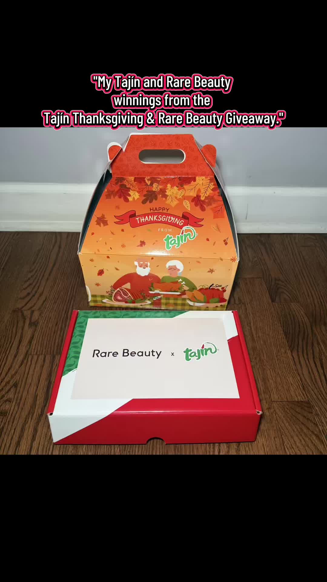"I am so excited about my Tajín and Rare Beauty prizes! Huge thanks to @TajinUSA Official Account and @Rare Beauty fo...
