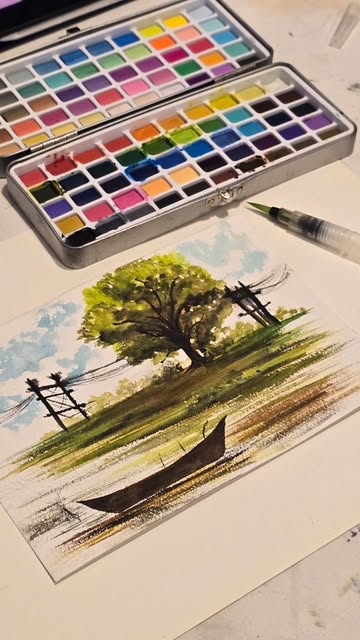 Late-night painting sessions just hit different 🌙🎨✨ . . . #watercolourart#paintingreels #cinematicreels #reelsinsta...