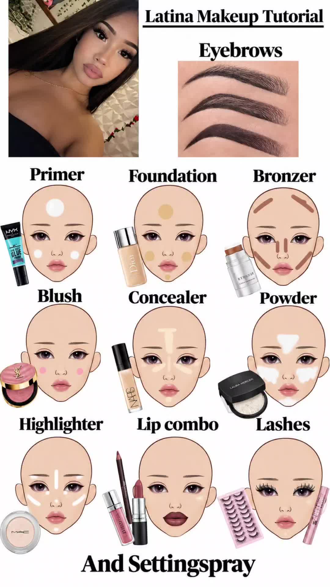 Latina makeup look step-by-step #100k #face #girls #best #makeup