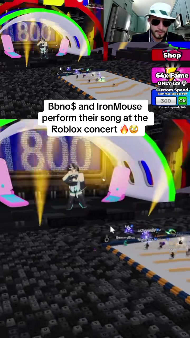 #creatorsearchinsights #robloxdancetrends Bbno$ and IronMouse perform their song at the Roblox concert 🔥😳 #iron...-...