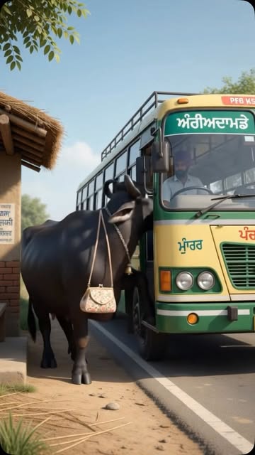 ਬੱਸ ’ਚ ਮੱਝ ਨੇ ਕੱਢਿਆ ਆਧਾਰ ਕਾਰਡ 😂🚌#punjabi_ai_tadka #fypシ #viralreels #punjabi #fypシ゚viralシfypシ゚viralシalシ