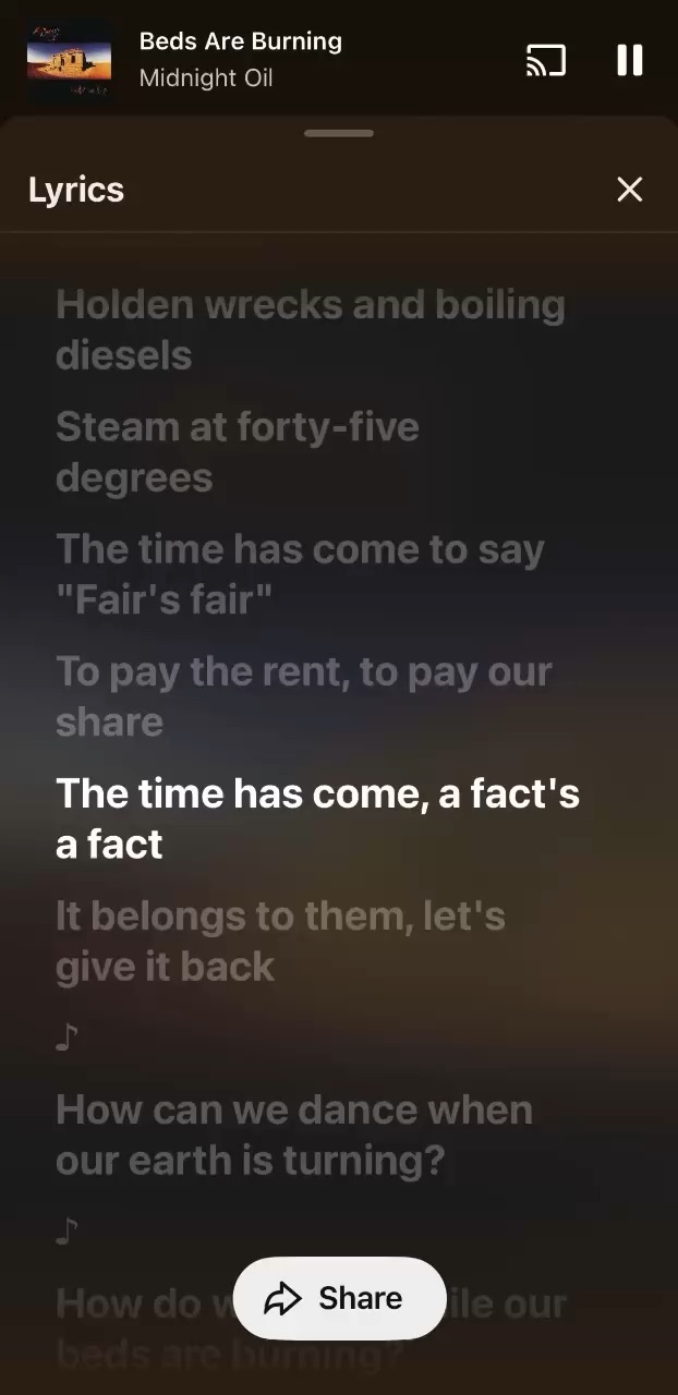 Beds are Burning lyrics by Midnight oil