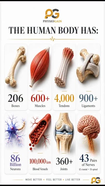 Your body is carrying out millions of processes right now… without you even noticing. 👀 The human body has: 🦴 206 b...