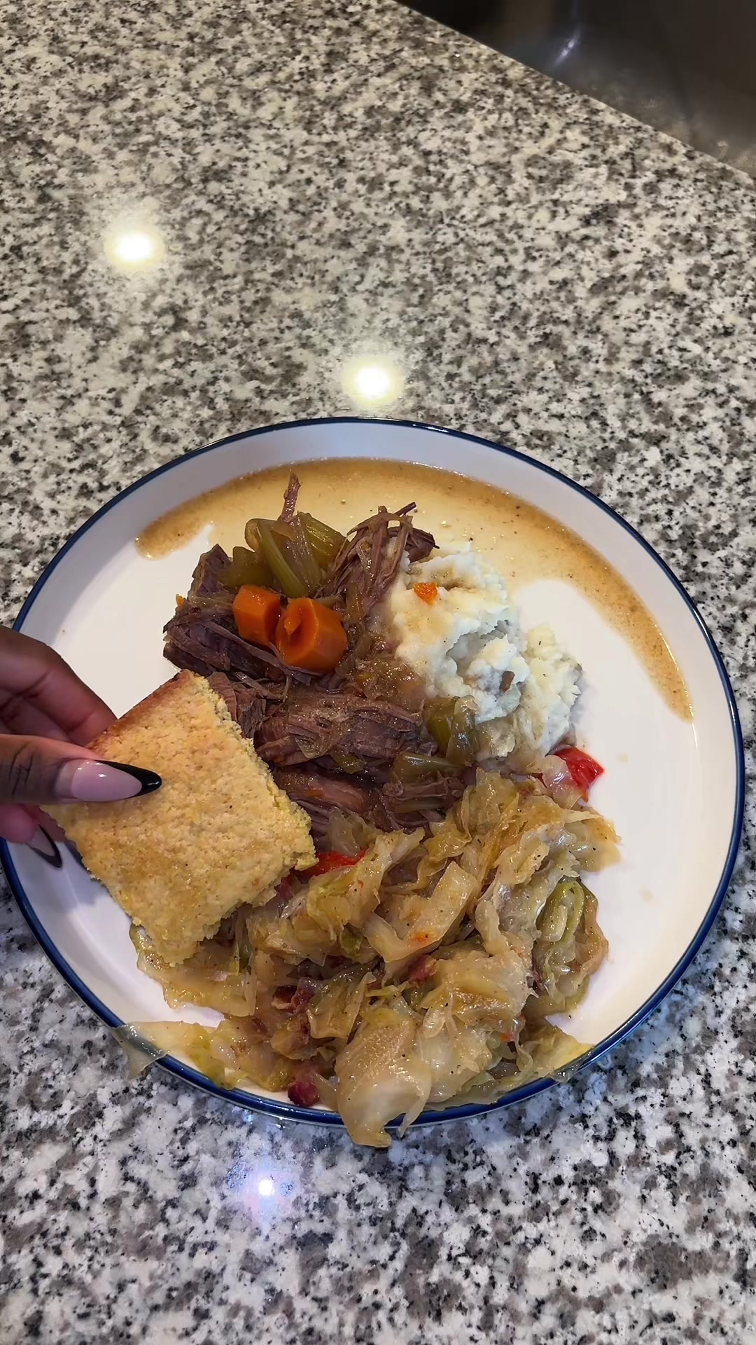 Hey yalllll let’s make Sunday dinner ! Today we’re having pot roast , mashed potatoes, cabbage and cornbread i don’t...