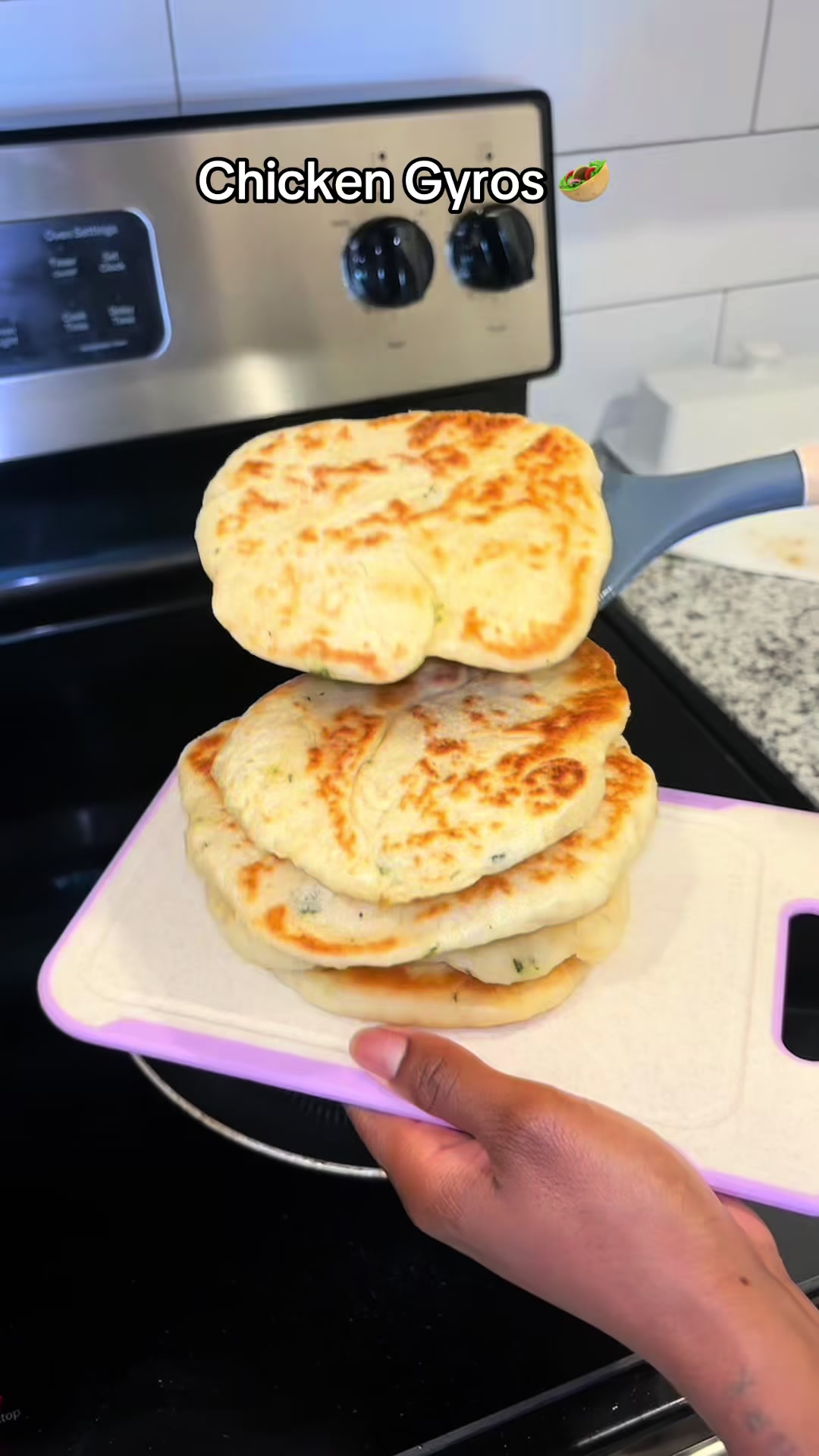 Chicken and shrimp gyros this recipe was amazing and I will never get store bought pita again these were so light and...