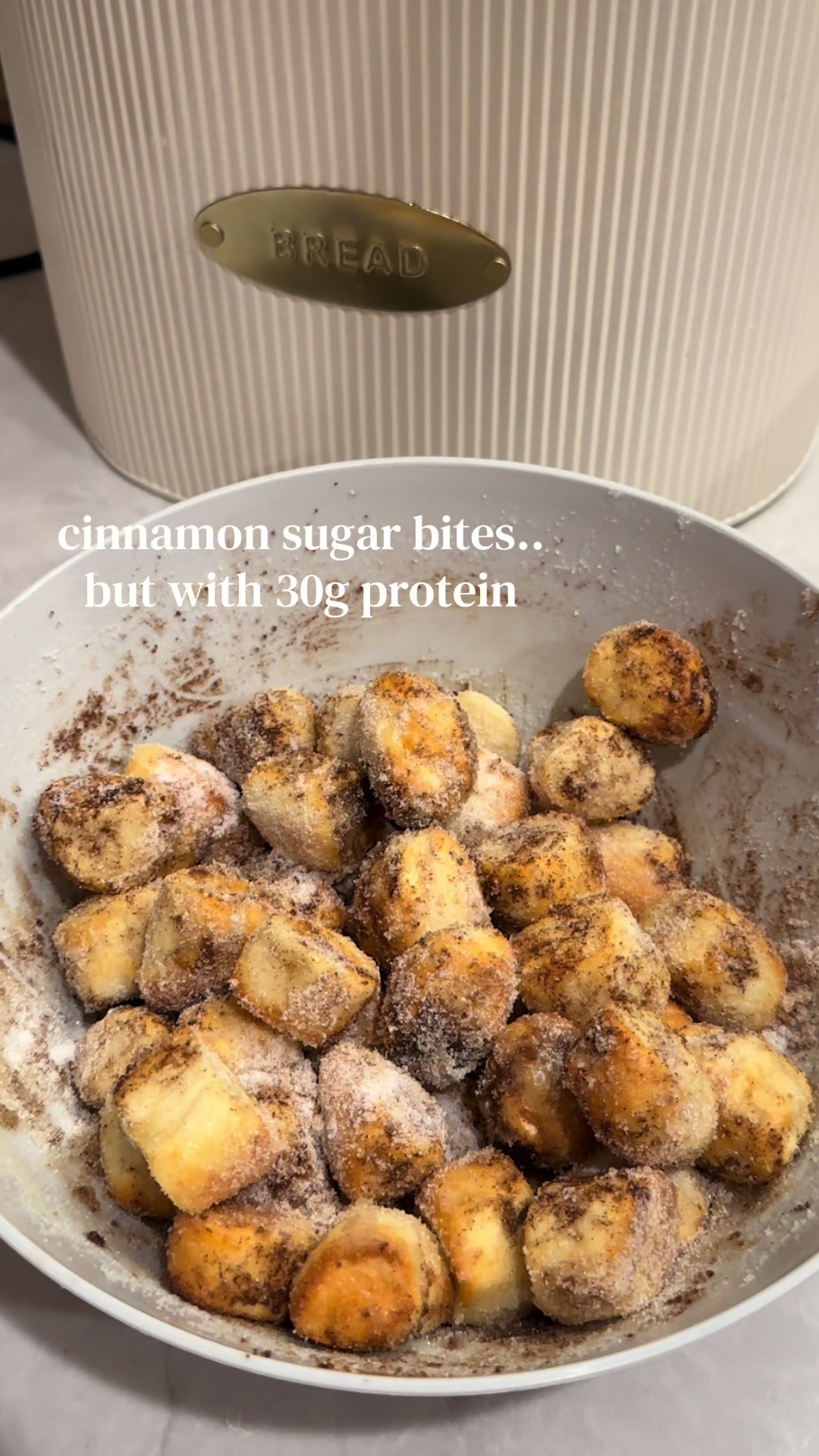 protein cinnamon sugar bites recipe: 3/4 cup greek yogurt 1 cup flour 1/2 teaspoon baking powder 1/2 teaspoon salt mi...