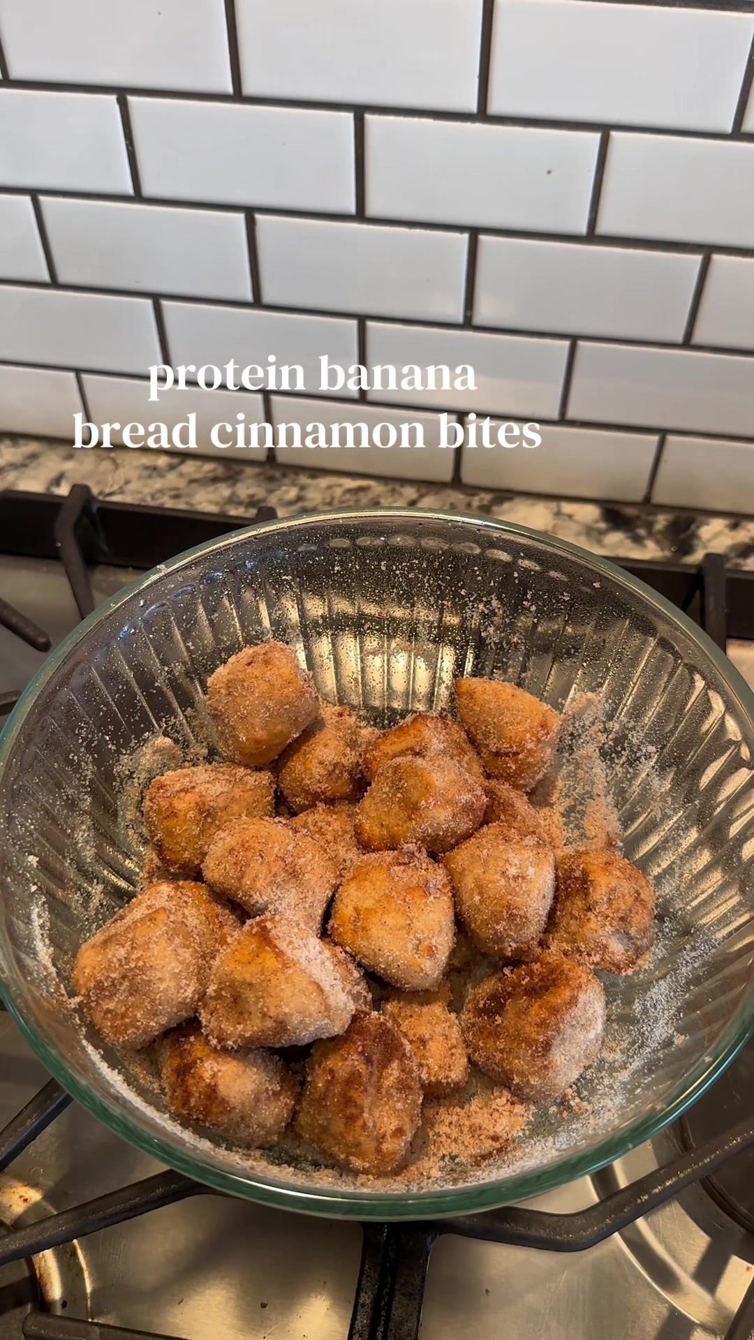 NEW FAV PROTEIN TREAT!!! banana bread protein cinnamon sugar bites recipe: ½ ripe banana, mashed 120g greek yogurt 1...