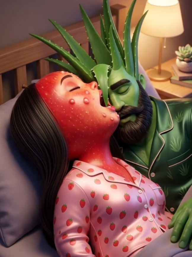 Strawberrina eat aloe Vera gel part 1| #aivideo #emotionalstory #plottwist #sadstory #aivideos