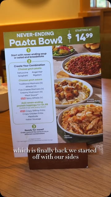 We LOVE a good Olive Garden date night! 🍝🤍 Especially when their Never Ending Pasta Bowl is back!! Good food and qu...