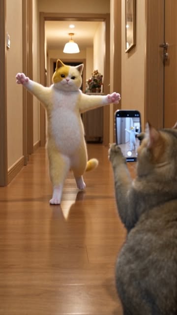 Mulnyang's hallway dance 🐱💃 I made this with @higgsfield.ai genjutsu #higgsfieldpartner #higgsfield