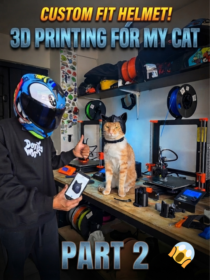 I designed and improved the perfect 3D CASCO for my cat part 2 😼✨️🏍💨