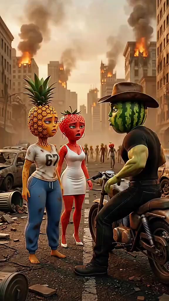 Sandía regresa con fresita y deja a piña #fyp #parati #viralvideo #ia