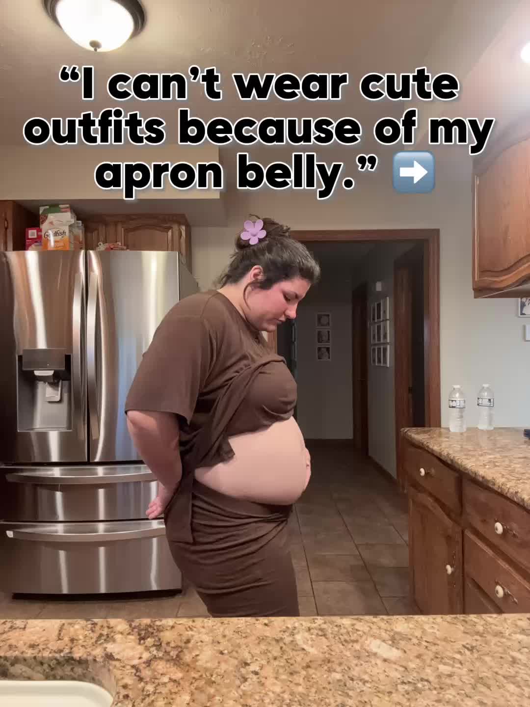 Bye-bye apron belly. Hello cute outfit. #apronbelly #cuteoutfits #oversized #tiktokmademebuyit