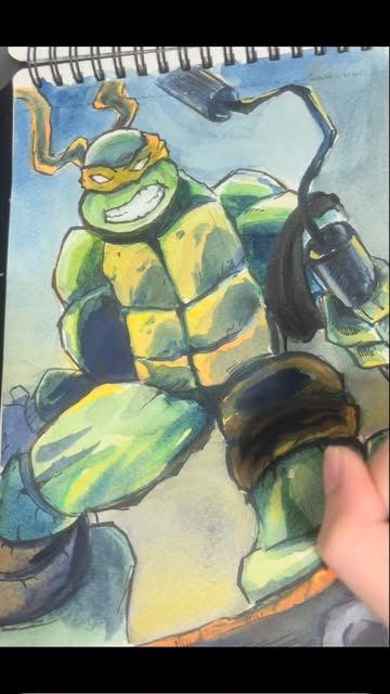 Who’s your favourite Ninja Turtle? #ninjaturtleart #mickeyninjaturtle #watercolorillustration #watercolorartwork #wat...