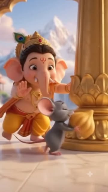 😂🐭 Ek second mein modak hua gayab! Chuha modak lekar bhaaga aur Ganesh Ji ne dekh liya! Ab shuru hogi funny chase!...