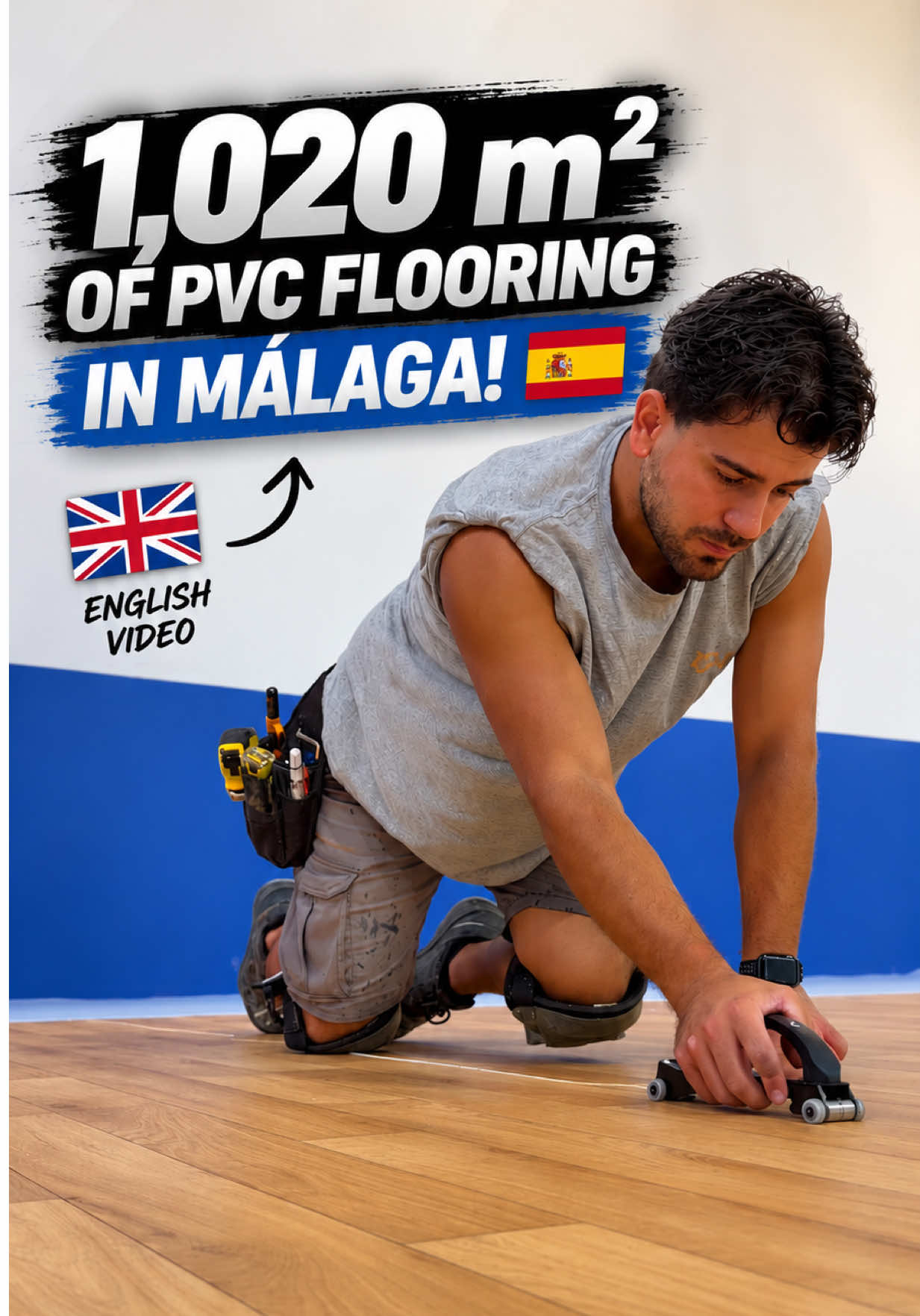 1,020 m² of PVC flooring in Málaga! 🇪🇸🇬🇧 From installation to the final result — follow the process! 🛠️ #PinteaS...