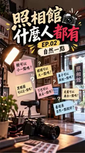 EP2〈自然一點〉：修圖修到最後本人消失。 #照相館 #搞笑短劇 #如有雷同純屬雷同