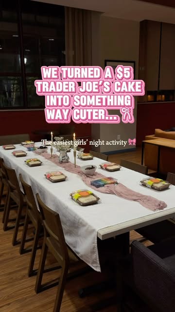 The cutest girls night idea 🎀🍰 We grabbed $5 Trader Joe’s cakes and turned them into the sweetest little masterpiec...