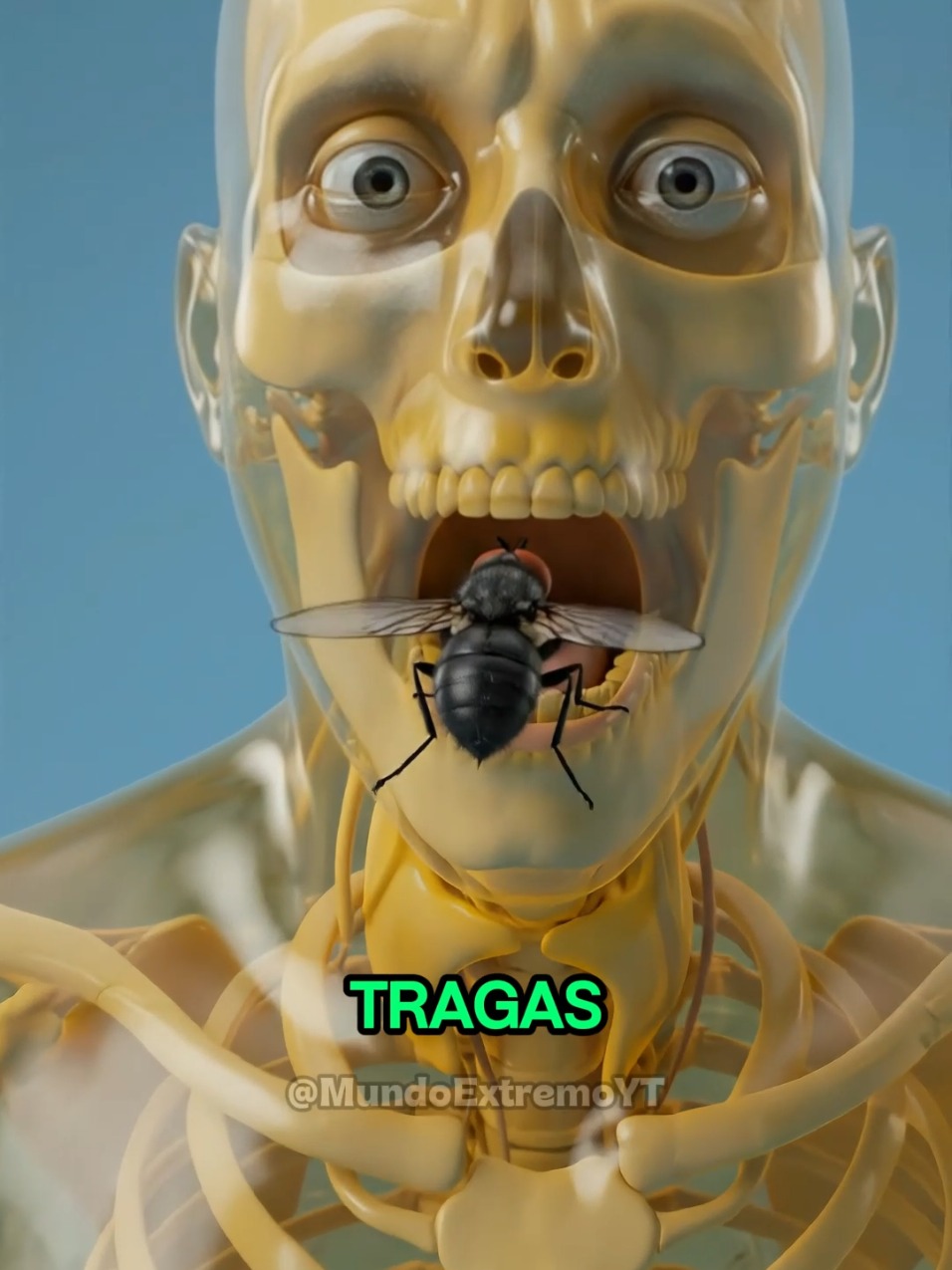 ¿Qué pasaría si te TRAGAS UNA MOSCA por ACCIDENTE? 😳🪰 #shorts #moscas #quepasariasi #mundoextremoyt #esqueletos