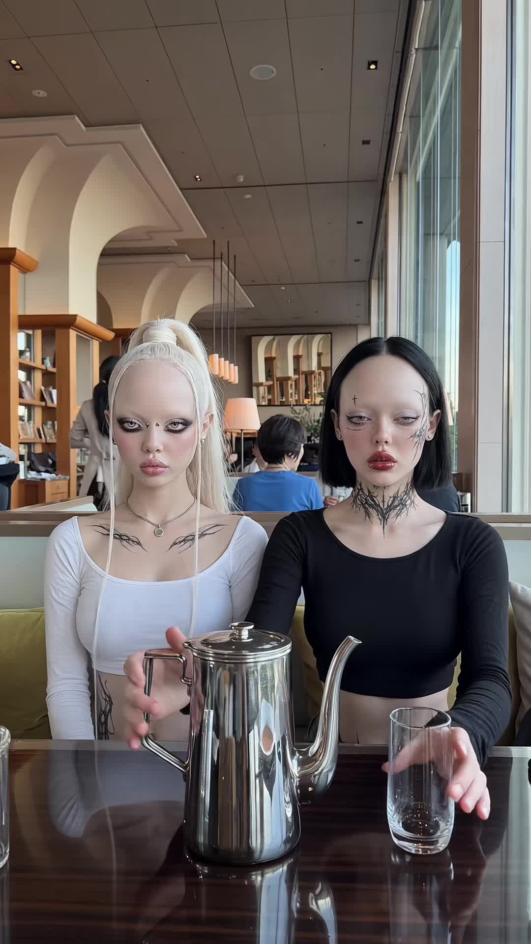 she's still learning how to be human 🤍🖤 #twins #berlin #techno #pov #justagirl