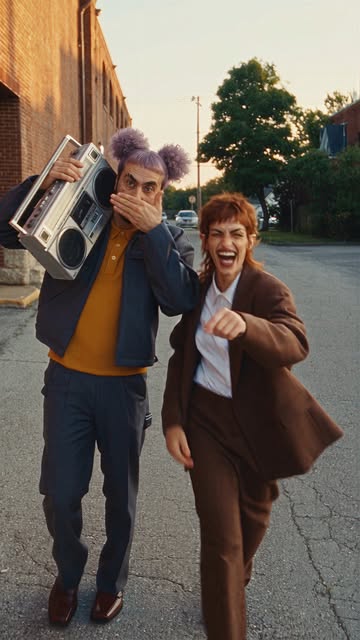 She brought the attitude. He brought the boombox. 📻🔥 The street wasn’t ready for us Overdressed. Under-supervised....