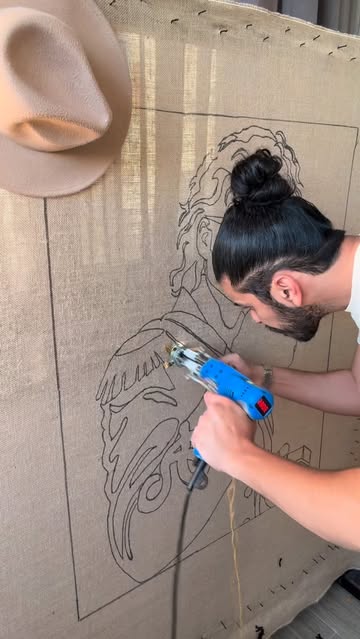 Today I started turning one of the most iconic portraits of Michael Jackson into a handmade tufting artwork. The sket...