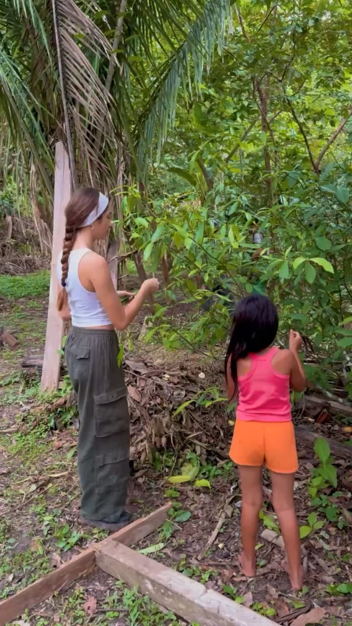 Collecting plants in the Amazon