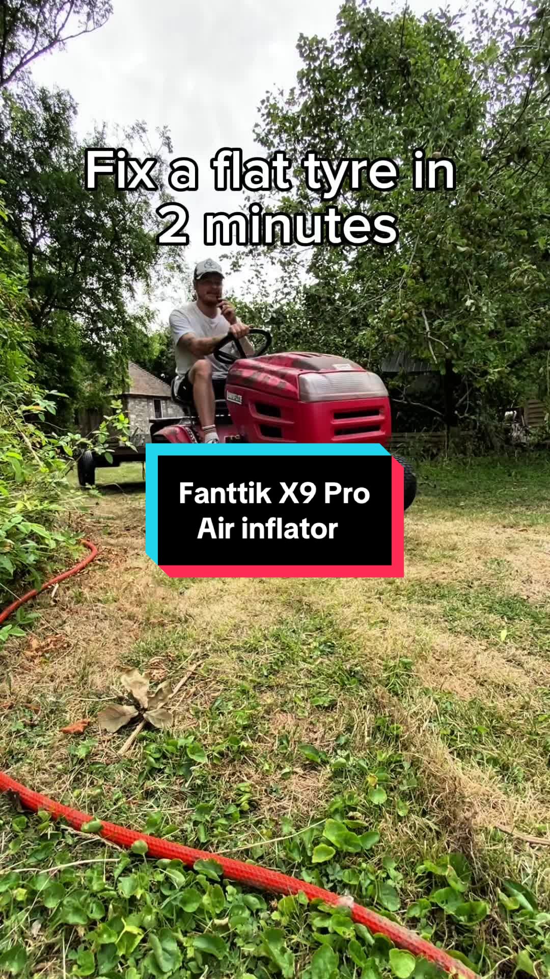 My mower got a flat.. my patience almost did too. Can’t believe how handy this @Fanttik X9 pro Is!! #fanttik #air #to...