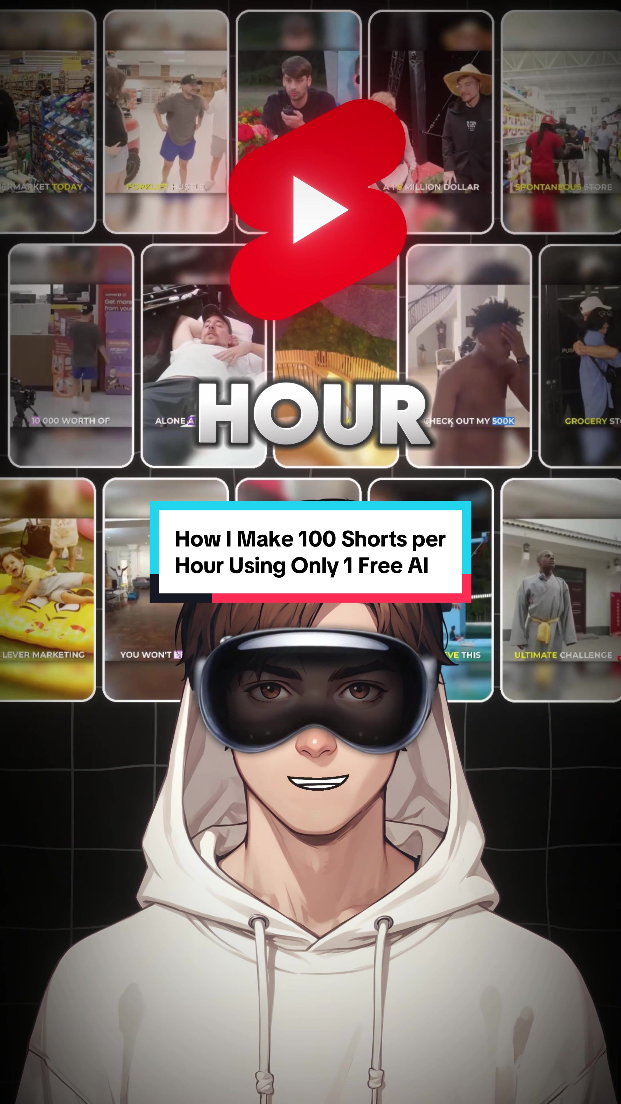 How I make 100 Shorts per hour using only 1 free AI 🤔 #tiktokautomation #ai #aitools #contentcreator #makemoneyontiktok