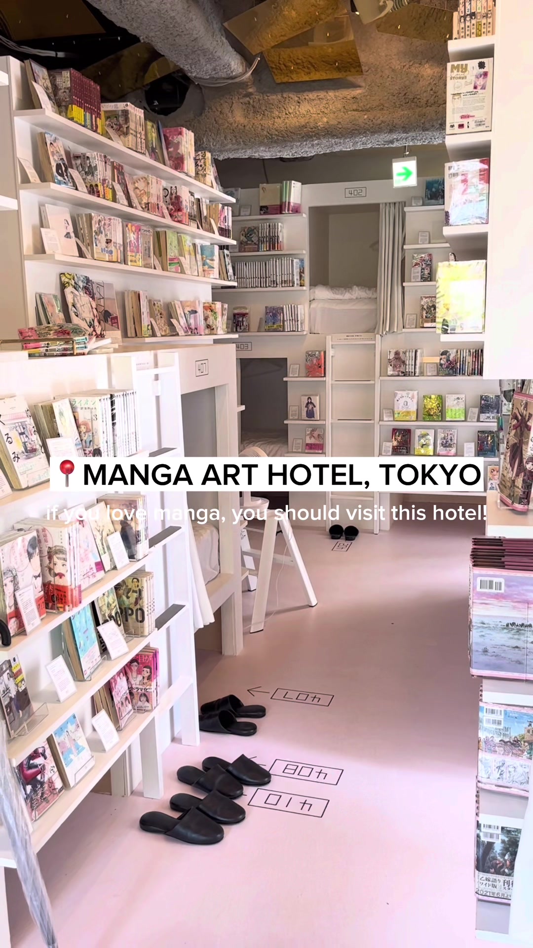 For all manga lovers!🤍#mangahotel #tokyo #explorejapan #traveljapan #hoteltips #capsulehotel #mangalovers #anime #ho...