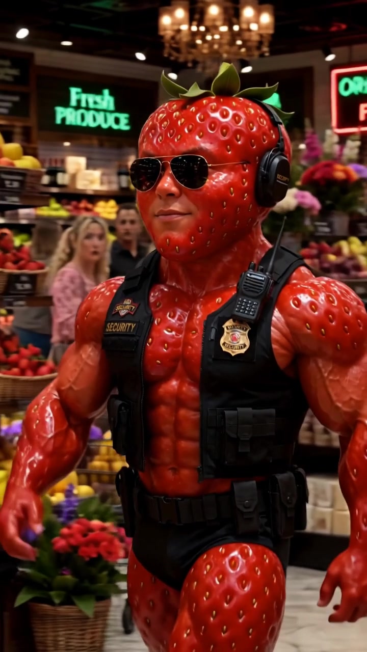 POV: the strawberries take their job VERY seriously 🍓😭 #GroceryStoreGremlins #AIBrainrot #AIComedy #Brainrot #TikTokAI