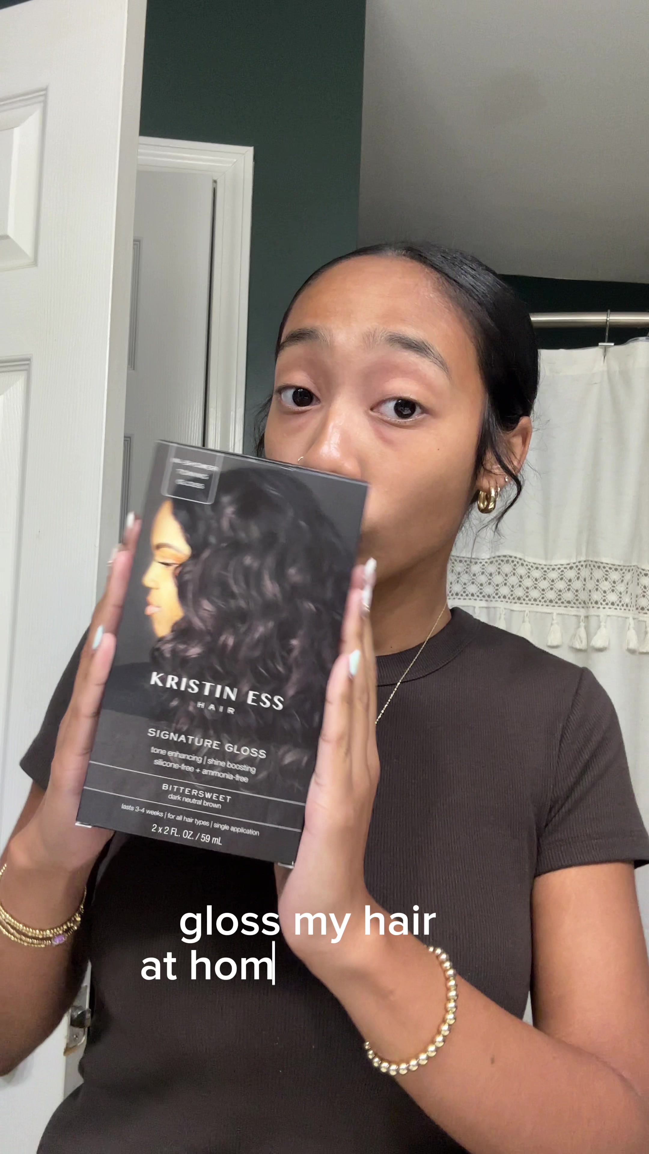 The perfect refresh just in time for fall 🫶🏽 Using the @Kristin Ess Haircare gloss in shade bittersweet! #hairgloss...